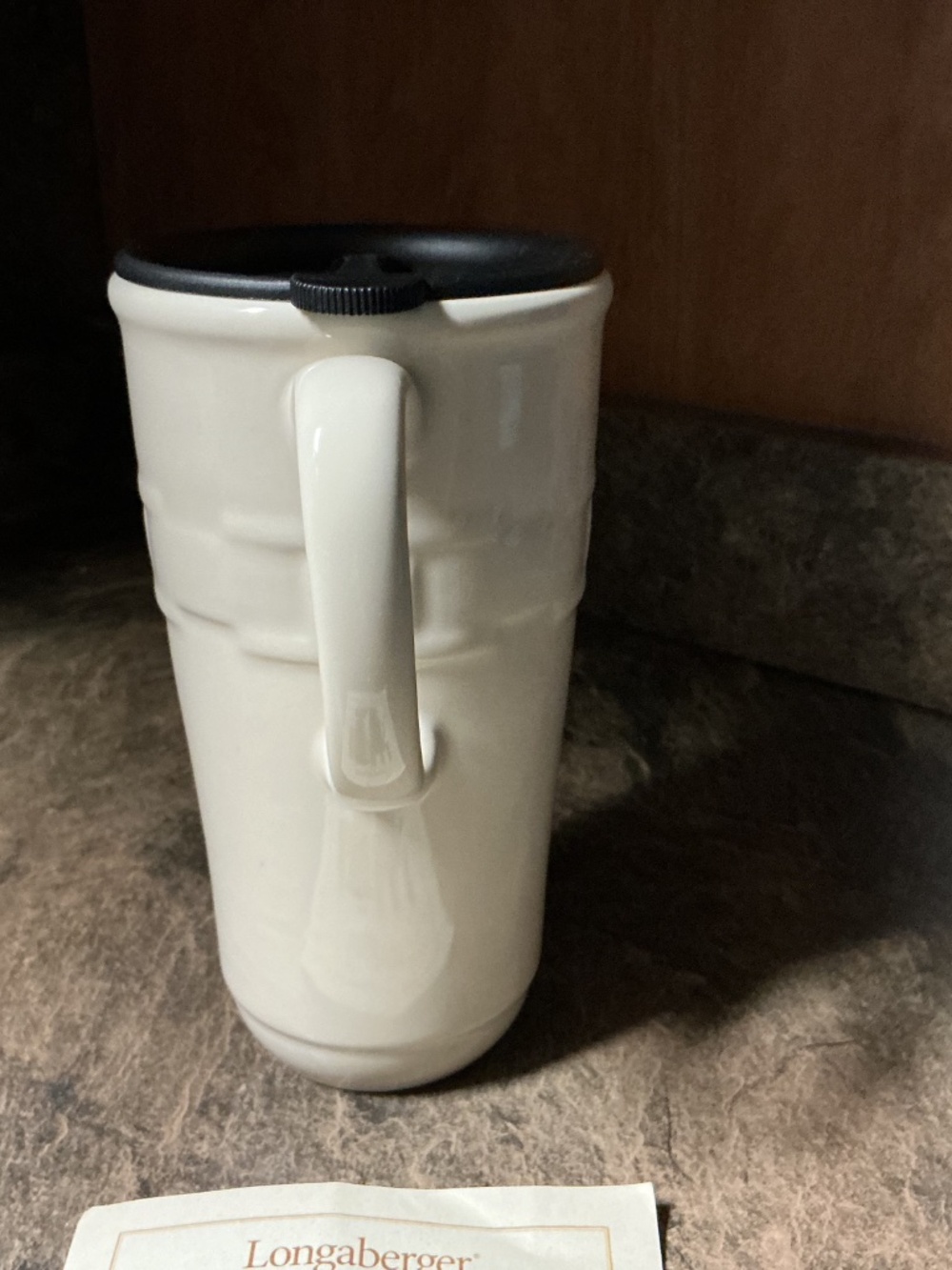 Longaberger Pottery Woven Traditions Travel Mug - Ivory - Picture 3 of 9